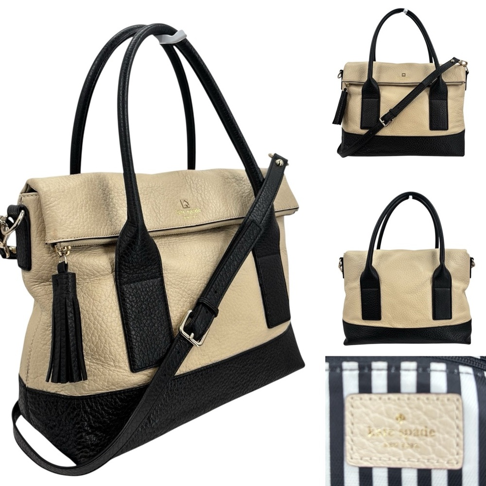 Kate Spade Southport Avenue Carmen Buttermilk & Black Satchel Bag
